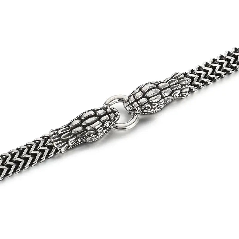KALEN Punk Stainless Steel Snake Hand Chain Bracelet Charm Links Bracelets Bangle Coven Couture Collective