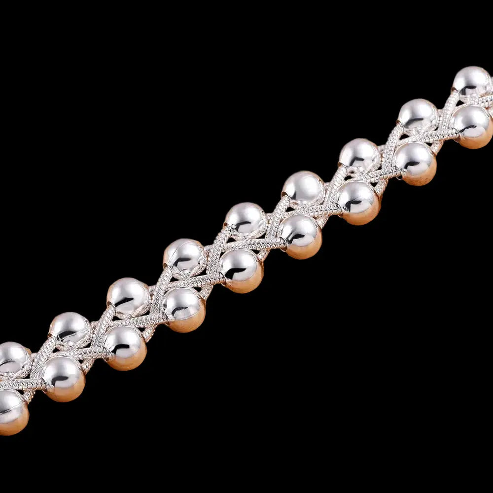 925 Sterling silver Bracelet Beautiful Braided beads chain Coven Couture Collective