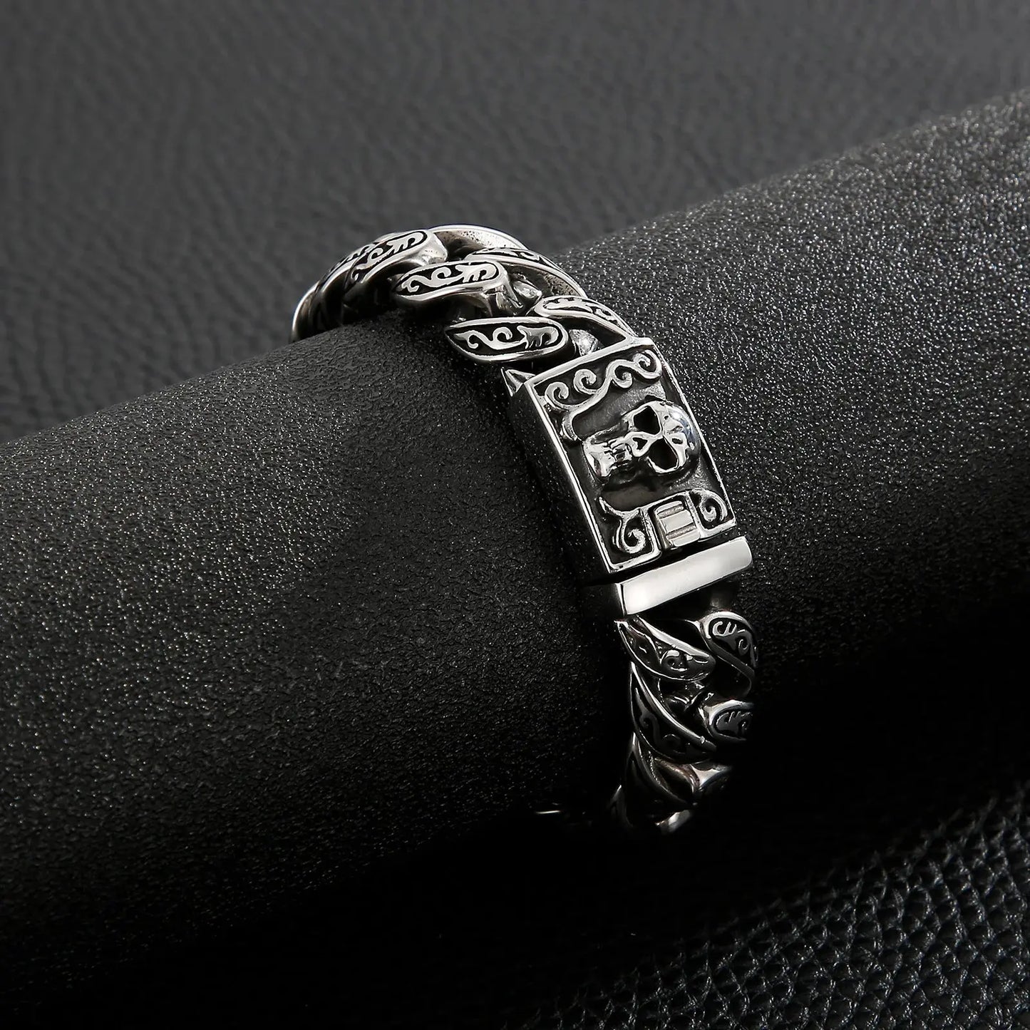 KALEN Wholesale Domineering Men Bracelet Totem Pattern Skull Stainless Steel Bracelet Jewelry Coven Couture Collective