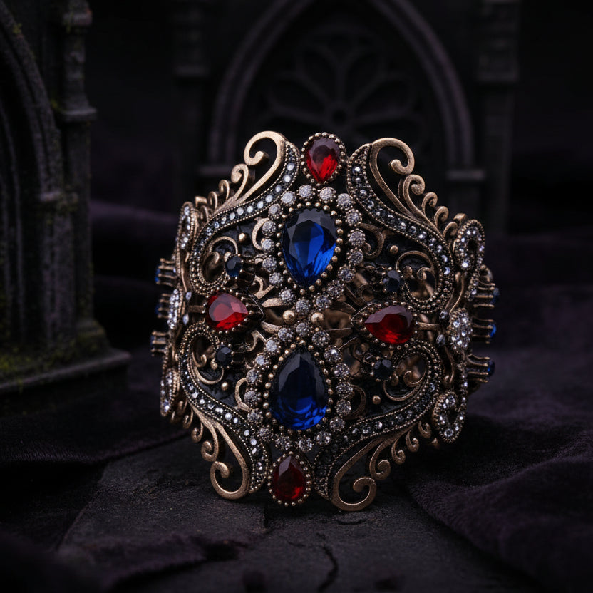 Antique Gold Baroque Gothic Bangle Vintage Resin Flower Bracelet for Women Coven Couture Collective