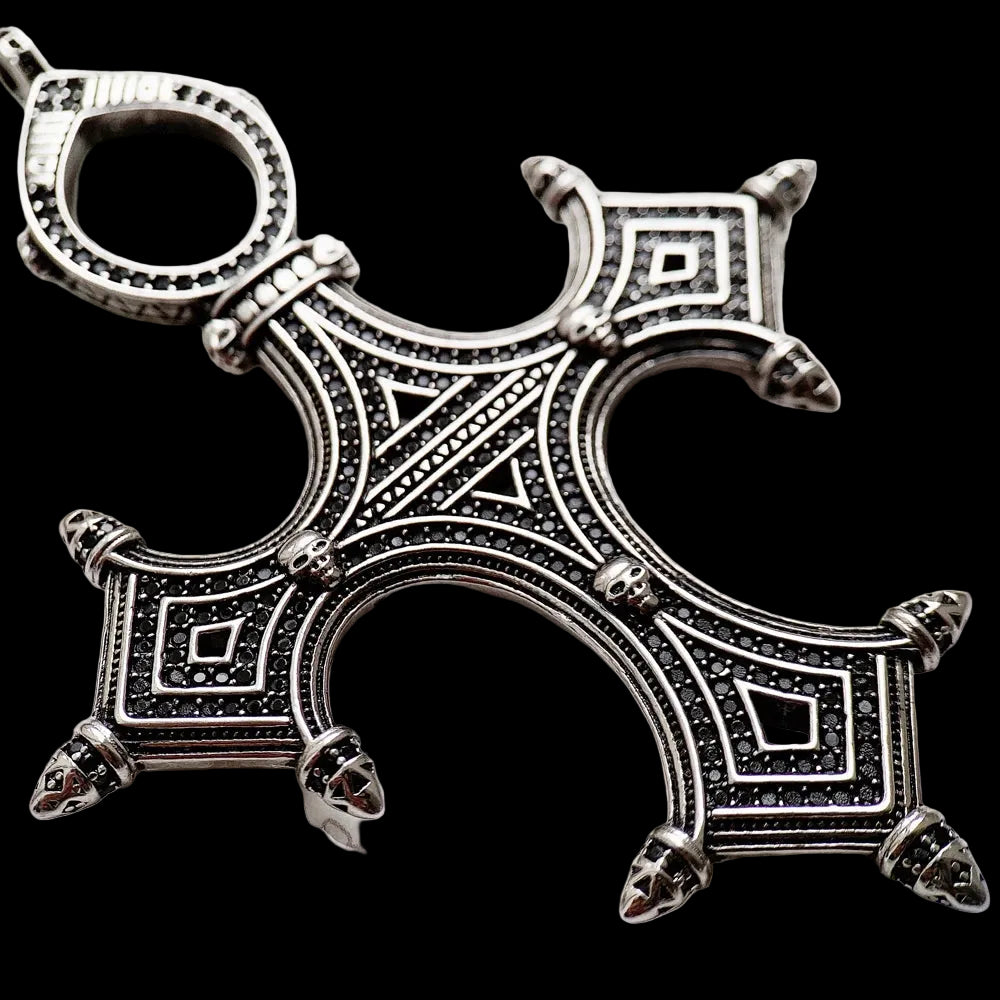 925 Sterling Silver Cross Pendant Vintage Symbolism Fine Jewellery for Women And Men with Zircon Detail Coven Couture Collective