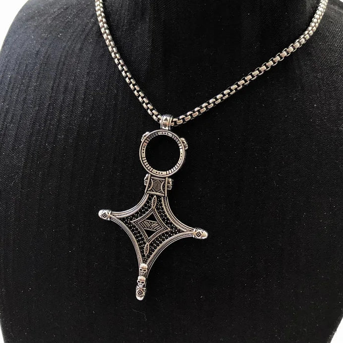 Ethno Cross Necklace 925 Sterling Silver Fine Jewellery for Men Women Traditional Rebel Strand with Zircon Coven Couture Collective