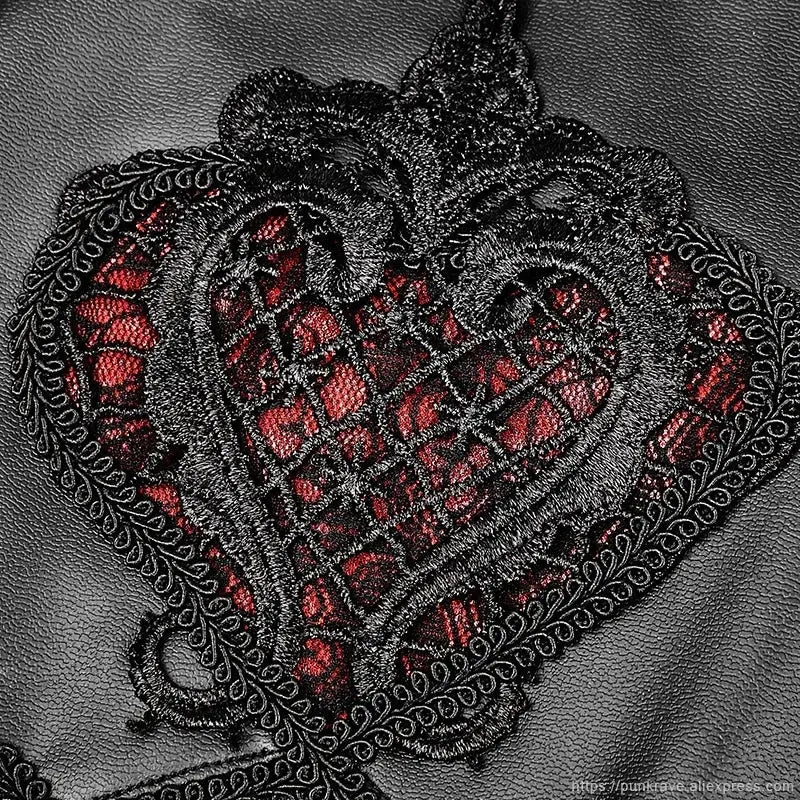 PUNK RAVE Gothic Elastic Waistband Flowers Embroidery Leather Leggings Vintage Embossed Mesh Coven Couture Collective