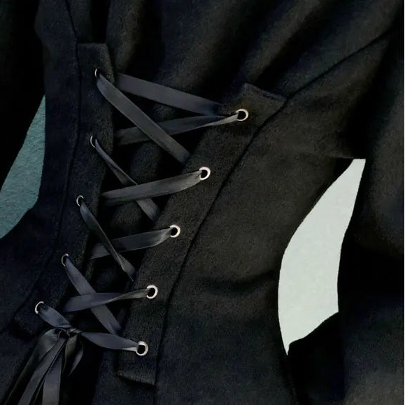 Gothic Lolita Coat Women's Winter Long Cosplay Coat with Flare Fur Cuff Sleeves and Cape Jacket Custom Tailored