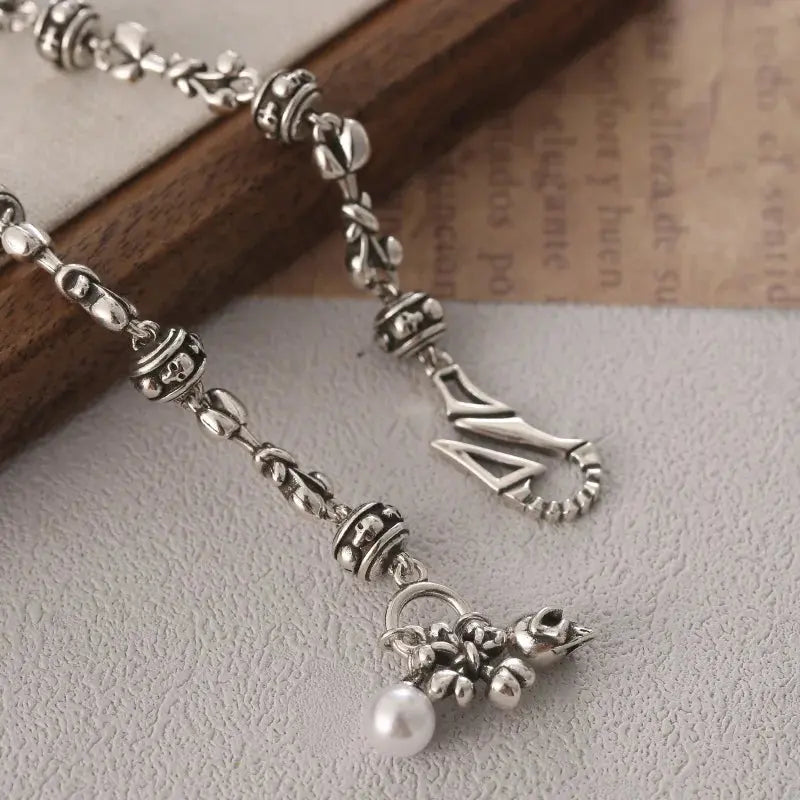 Best Sell Vintage Skull Heads Thai Silver Unisex Punk Rock Charm Bracelet Jewelry For Women Man Halloween Gift Cheap No Fade Coven Couture Collective