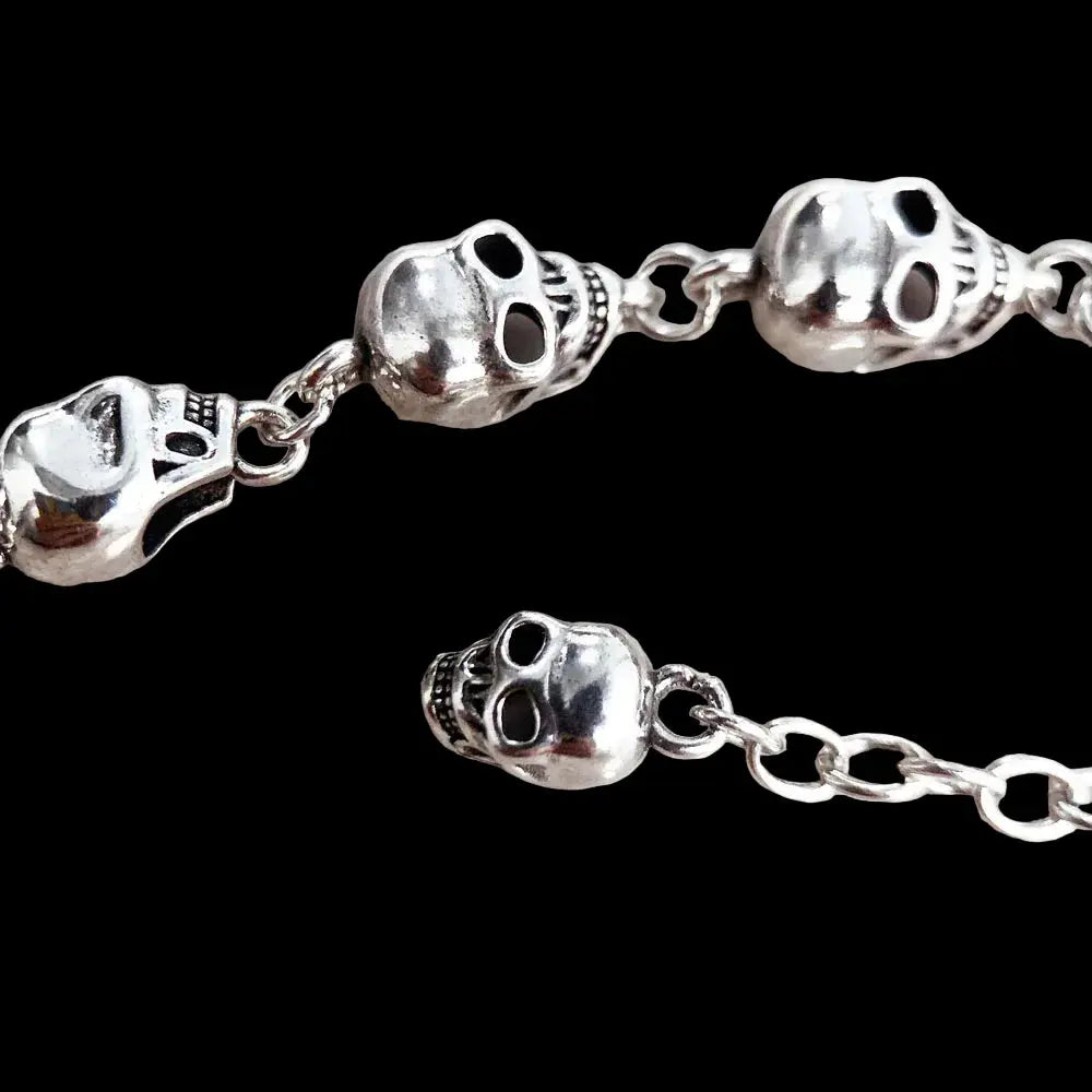 Skulls Link Chain Bracelets Punk 925 Sterling Silver Coven Couture Collective