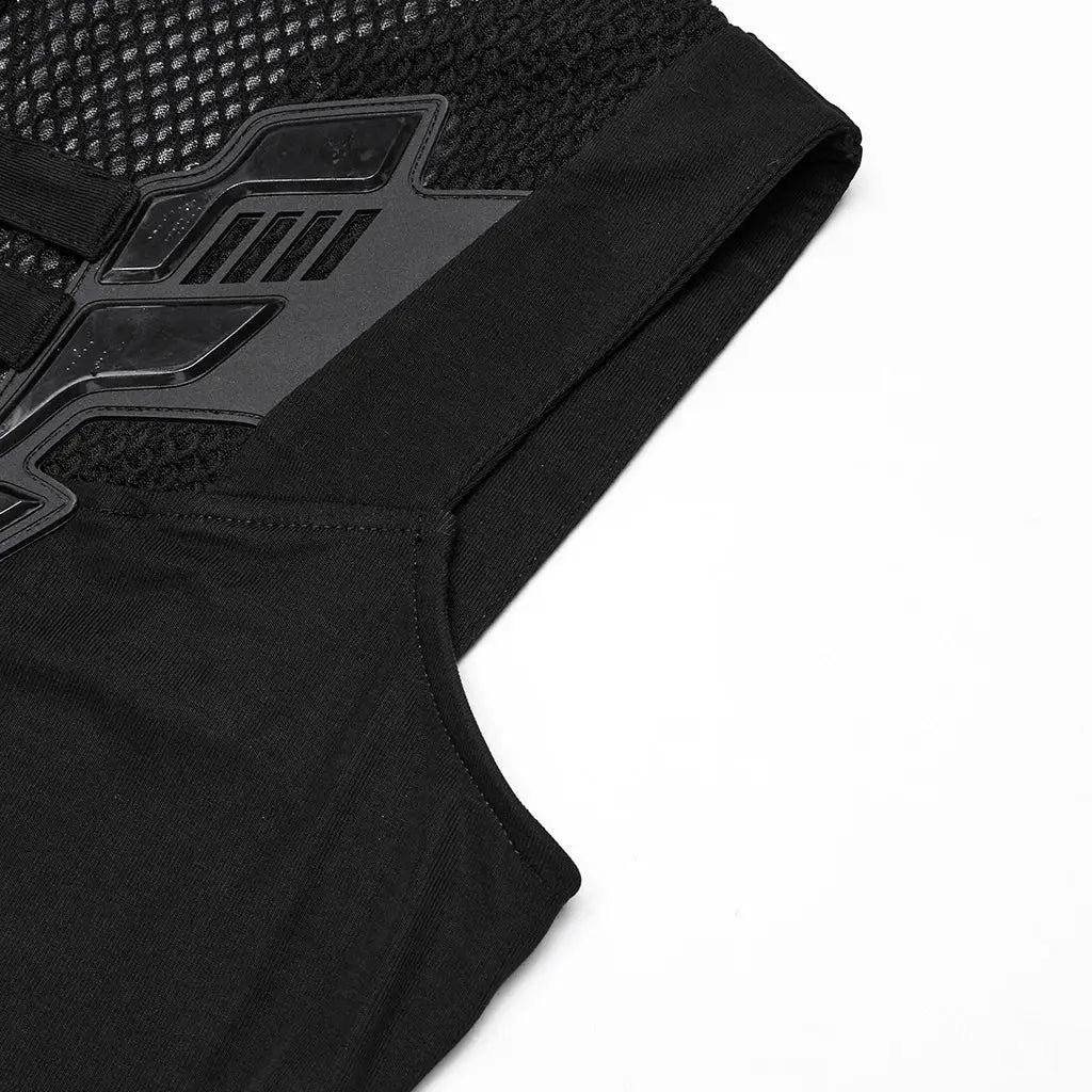 PUNK RAVE Women's Cyberpunk Triangle 3D Armor Patch Avant-garde Vest Future Sense Simple Sleeveless Cool Handsome Dark Tees Coven Couture Collective