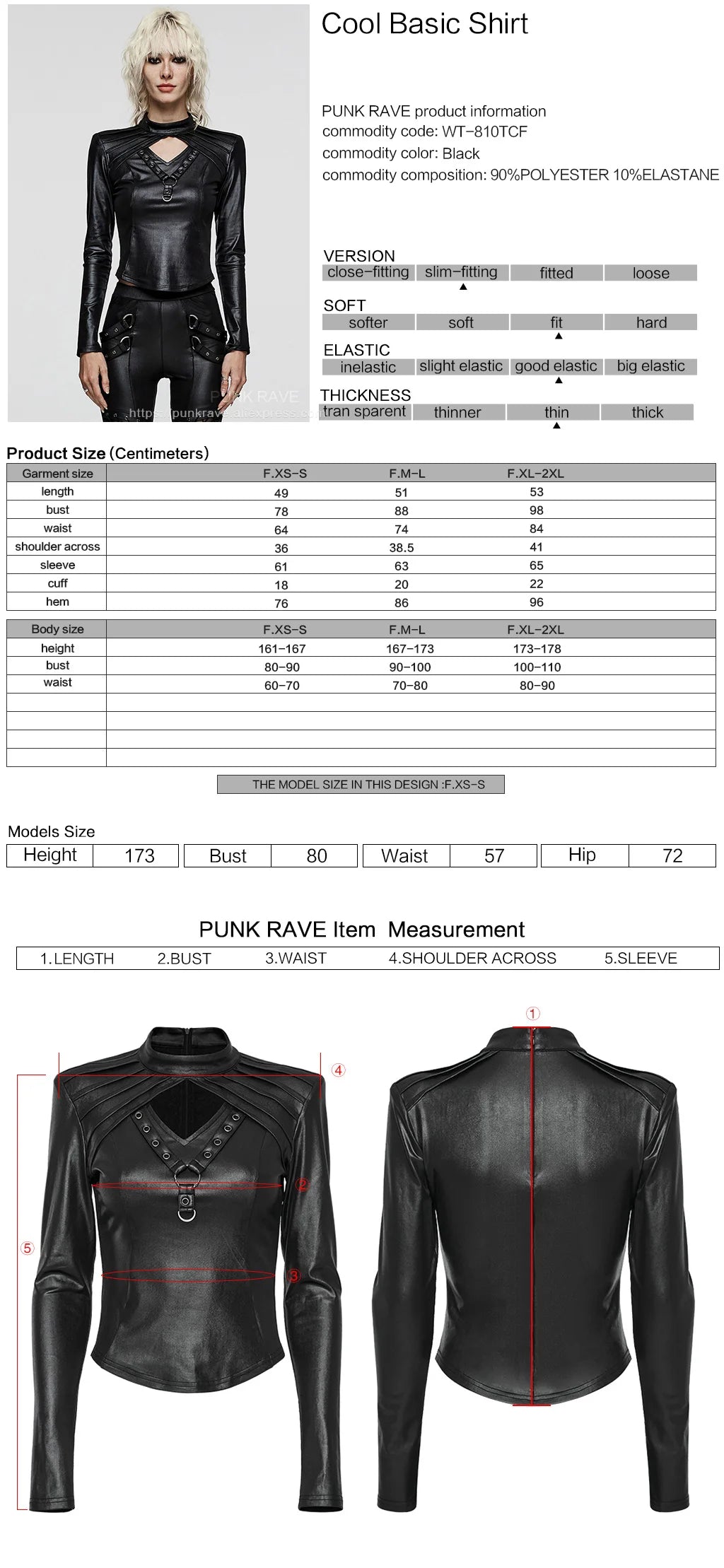 PUNK RAVE Women's Gothic Cool Basic Shirt Punk Daily Elastic Knitted Sexy Hollow V-neck Black Tops Women Clothes Coven Couture Collective