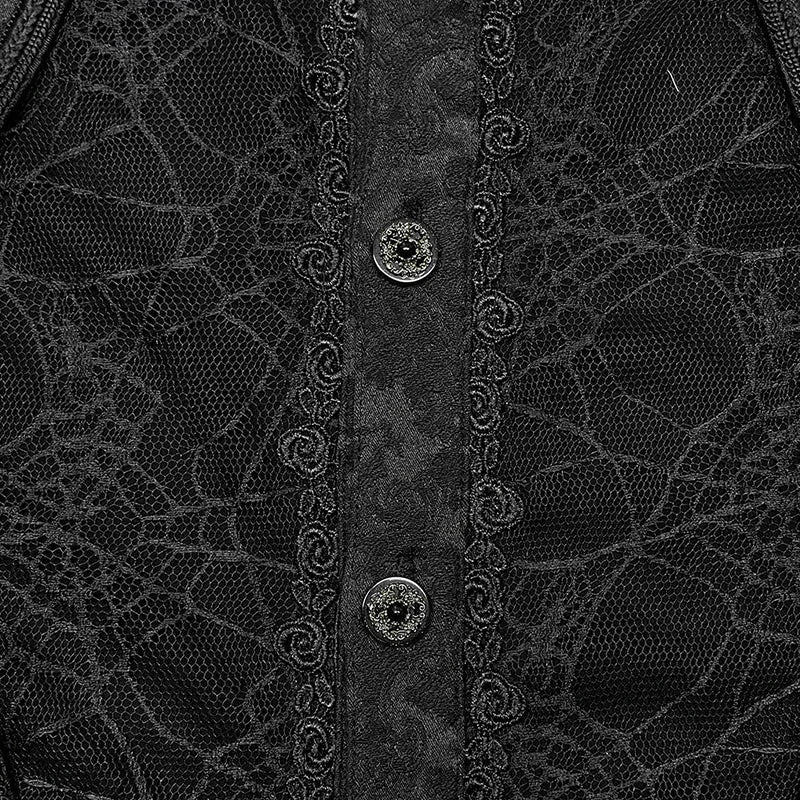 PUNK RAVE Men's Gothic Lantern Sleeve Stand Collar Shirt Symmetrically 3D Segmentation Jacquard Shirts for Men Spring/Autumn Coven Couture Collective