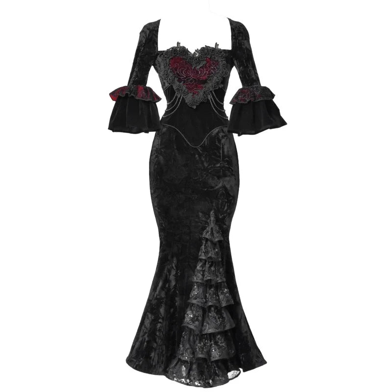 Blood Supply Original Retro Palace Style Goth Velvet Tube Top Dress Mermaid Dress Halloween Winter Subculture Sexy Hot Girl Sets Coven Couture Collective