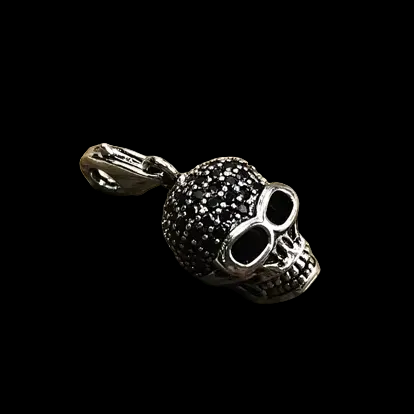 Skull Pave Charm Necklace 925 Sterling Silver