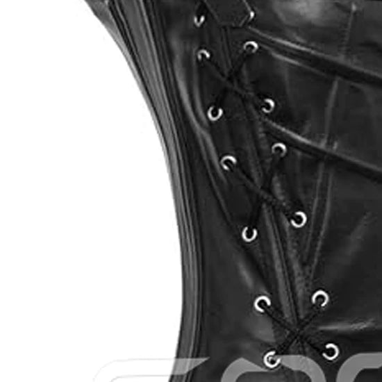 Genuine Leather High Compression Firm Control Waist Training Gothic Black Corset Overbust Steel Boned Body Shaper Shoulder
