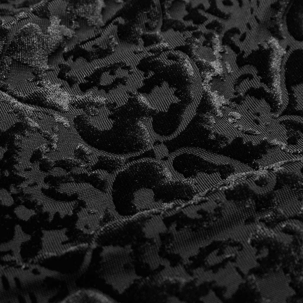 PUNK RAVE Women's Gothic Palace Retro Burn Out Flower Leggings Daily Wear Adjustable Elastic Band Skinny Delicate Pencil Pants