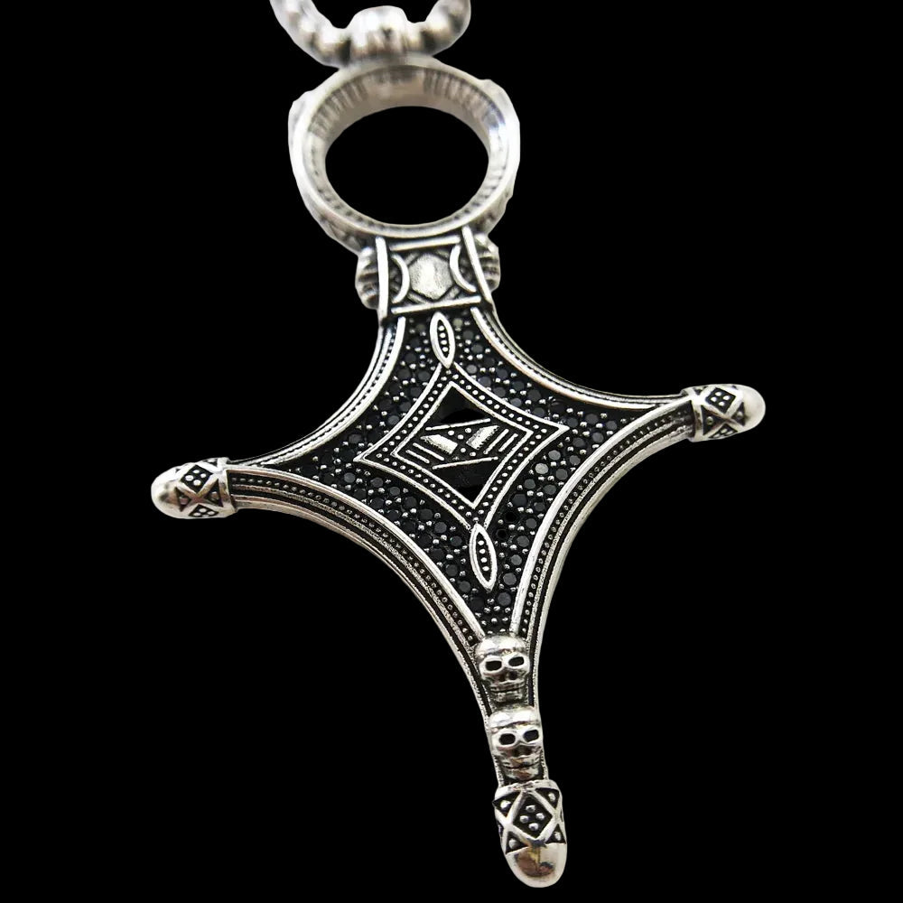 Ethno Cross Necklace 925 Sterling Silver Fine Jewellery for Men Women Traditional Rebel Strand with Zircon Coven Couture Collective