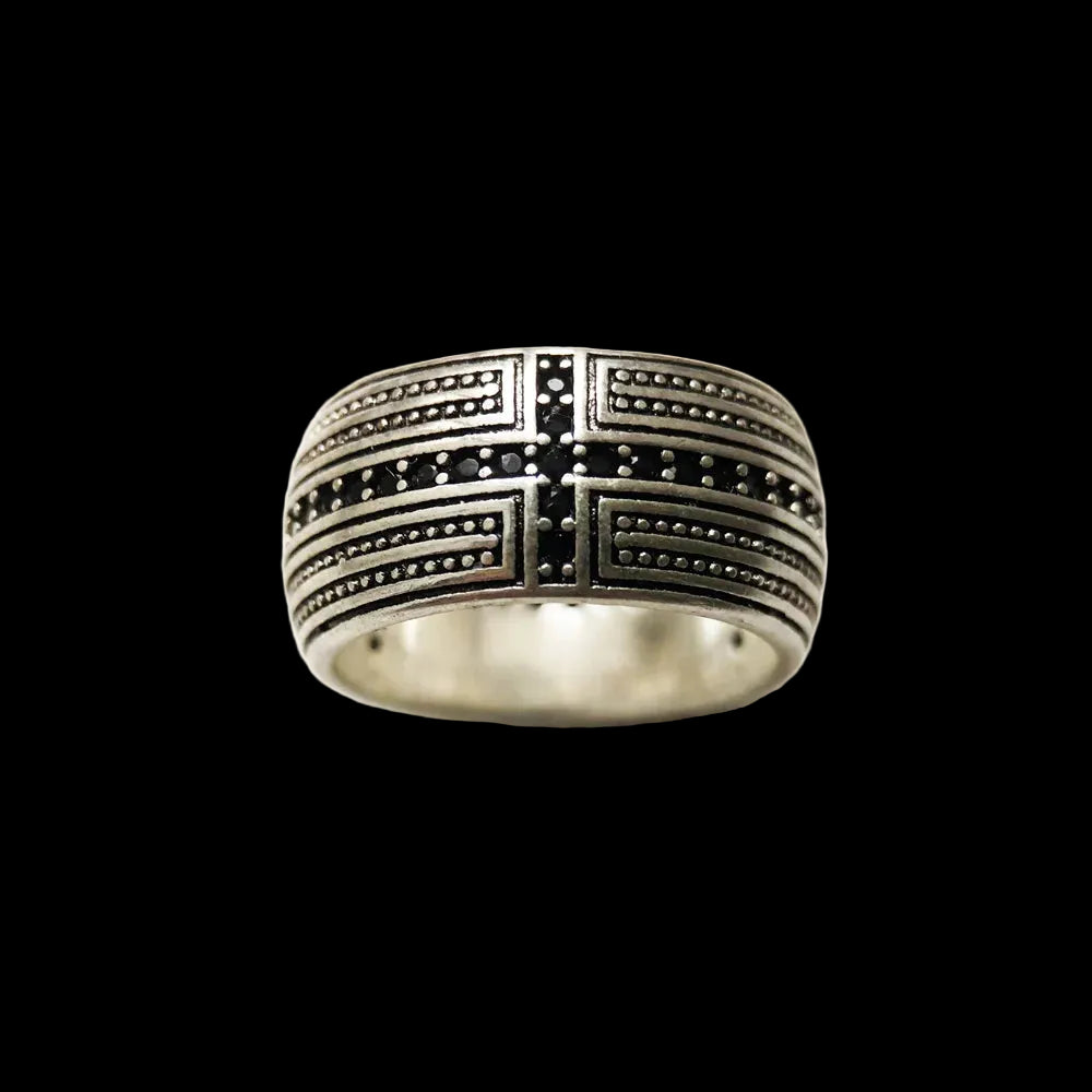 Black CZ Cross Ring 925 Sterling Silver Fine Jewellery Unisex Cross Design with High-Quality CZ Stones for Men and Women