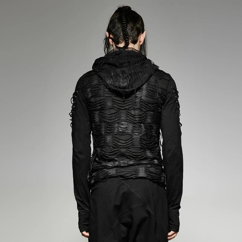 PUNK RAVE Men's T-shirt Punk Rock Cool  Gothic Casual Novelty Long Sleeve Hooded Sweatshirt Streetwear Personality Tops Coven Couture Collective
