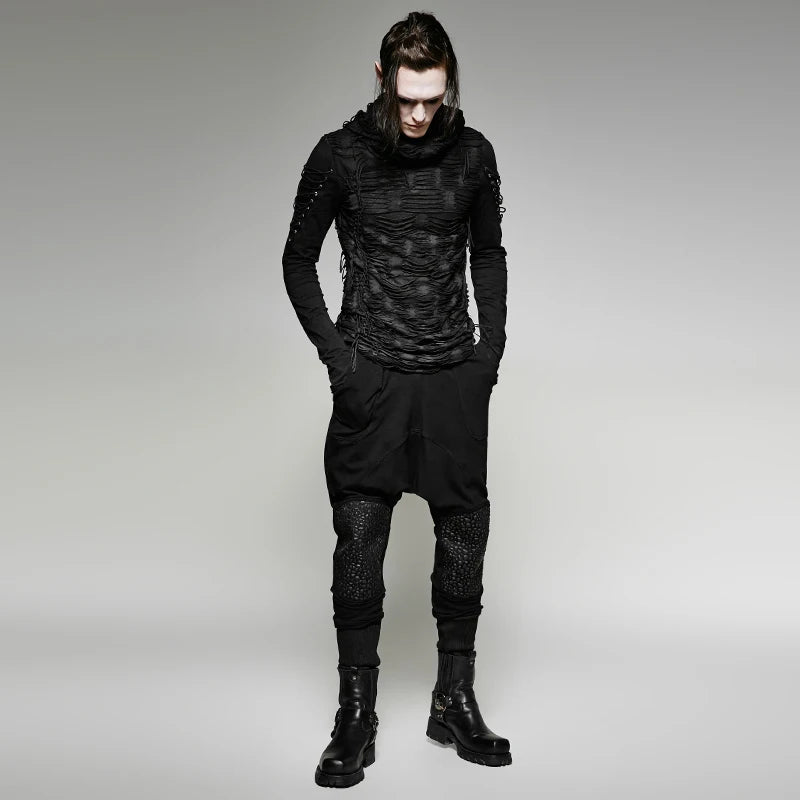 PUNK RAVE Men's T-shirt Punk Rock Cool  Gothic Casual Novelty Long Sleeve Hooded Sweatshirt Streetwear Personality Tops Coven Couture Collective