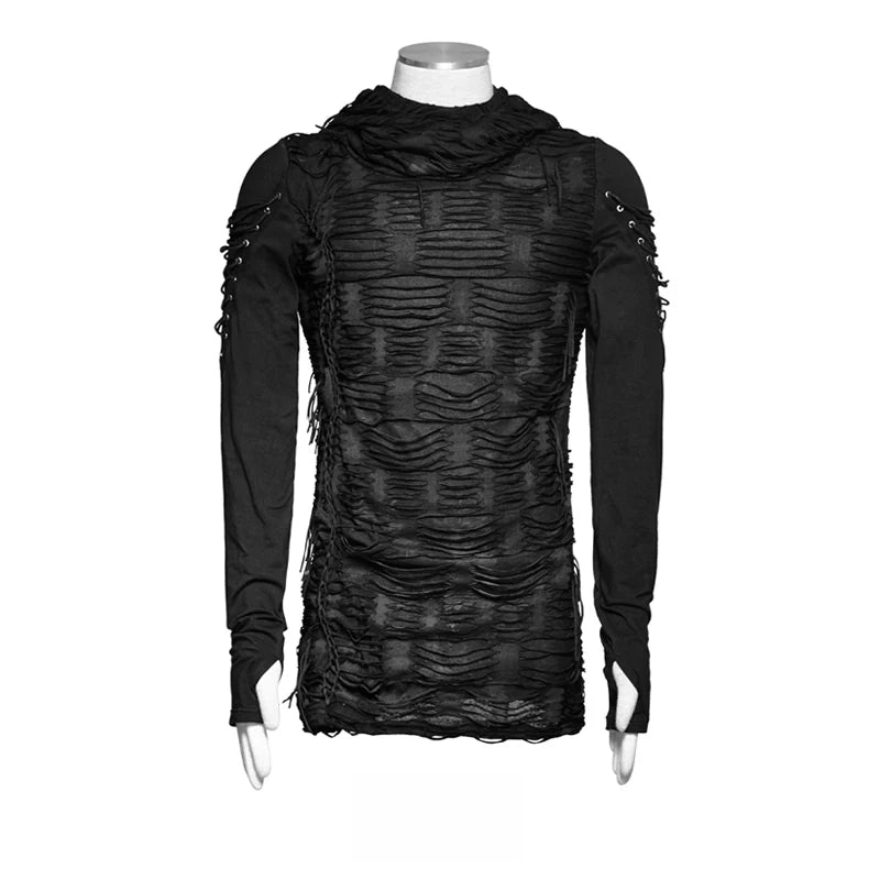 PUNK RAVE Men's T-shirt Punk Rock Cool  Gothic Casual Novelty Long Sleeve Hooded Sweatshirt Streetwear Personality Tops Coven Couture Collective