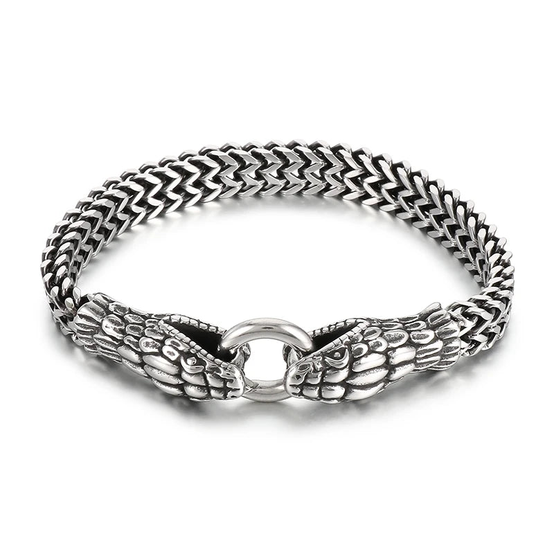 KALEN Punk Stainless Steel Snake Hand Chain Bracelet Charm Links Bracelets Bangle