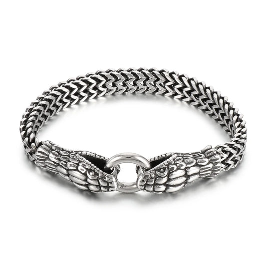 KALEN Punk Stainless Steel Snake Hand Chain Bracelet Charm Links Bracelets Bangle