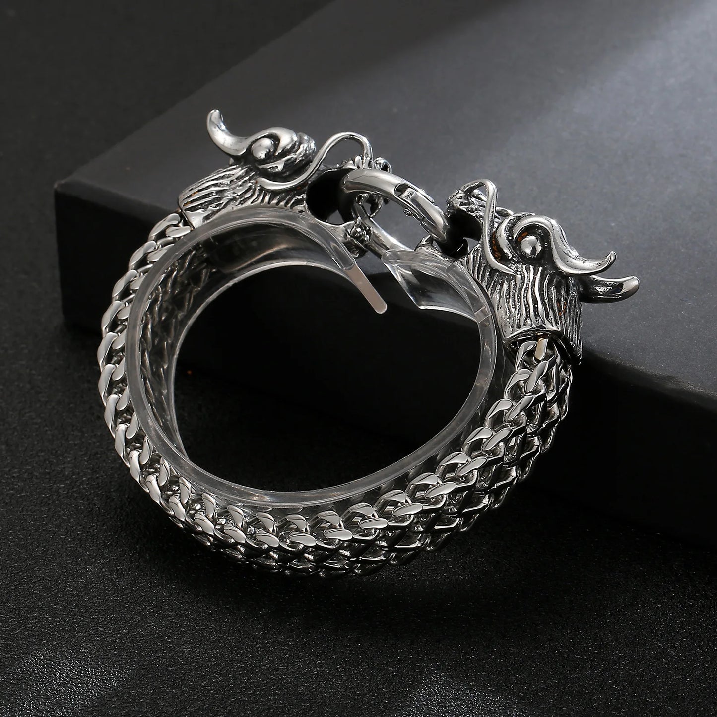 KALEN Multi-layer Charm Double Dragon Stainless Steel Men's Bracelet