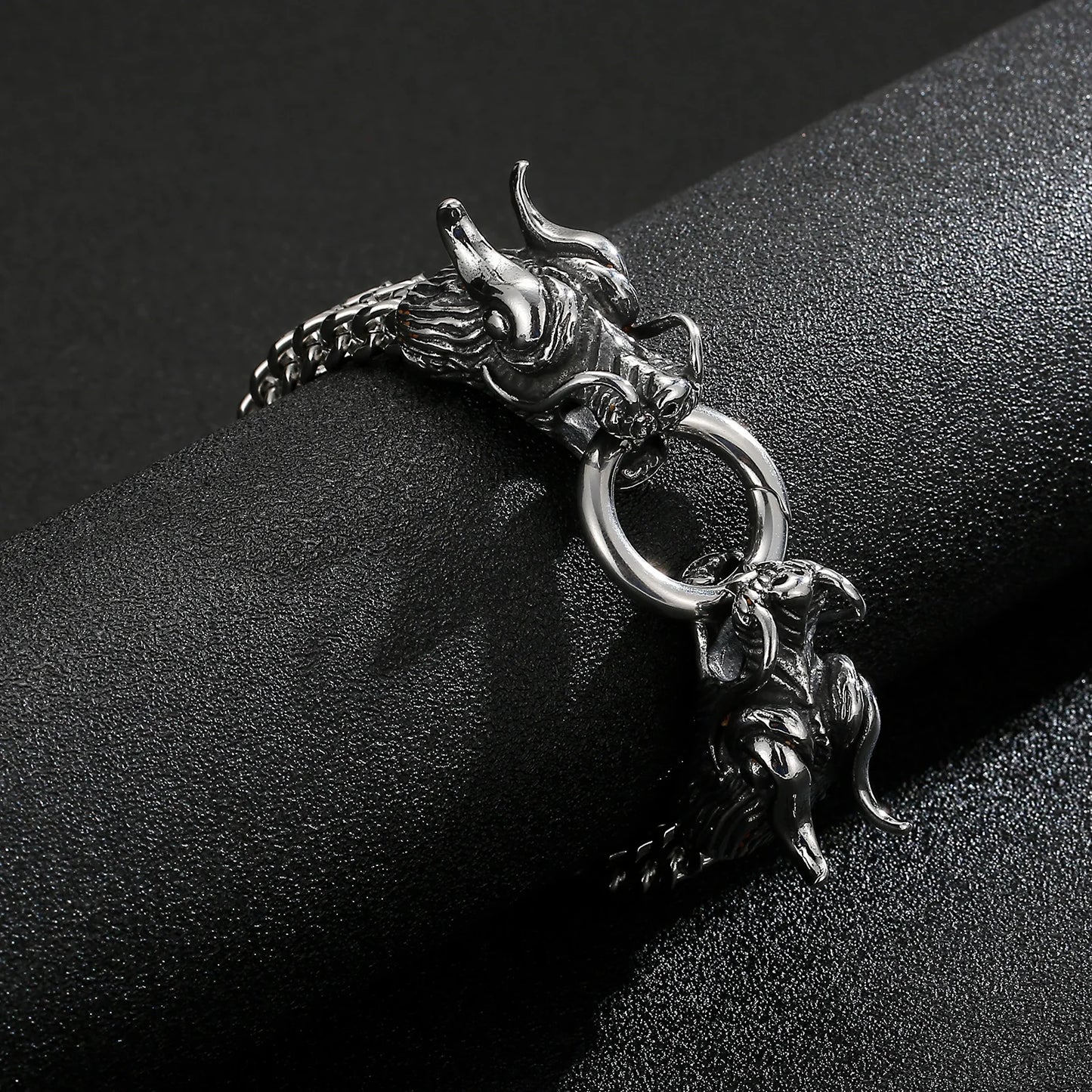 KALEN Multi-layer Charm Double Dragon Stainless Steel Men's Bracelet