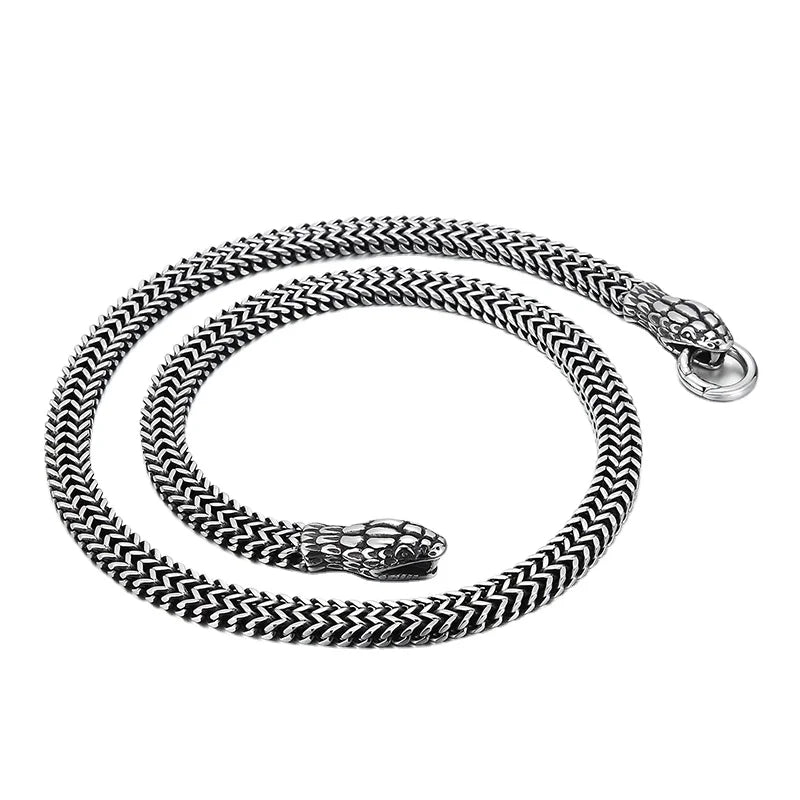 Kalen Domineering Snake Head Lock Necklaces Braided Chain Men High Quality Stainless Steel Jewelry Statement Necklace