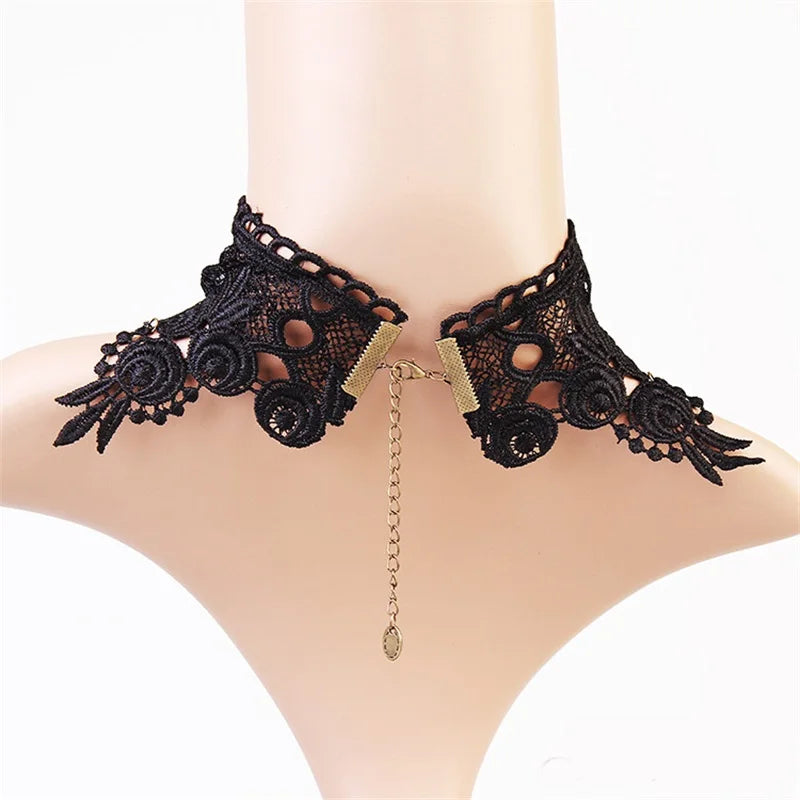 YiYaoFa Handmade Exaggerated Jewelry Set Gothic Jewelry Black Lace Necklace & Earring Women Accessories Party Jewelry FYS-01