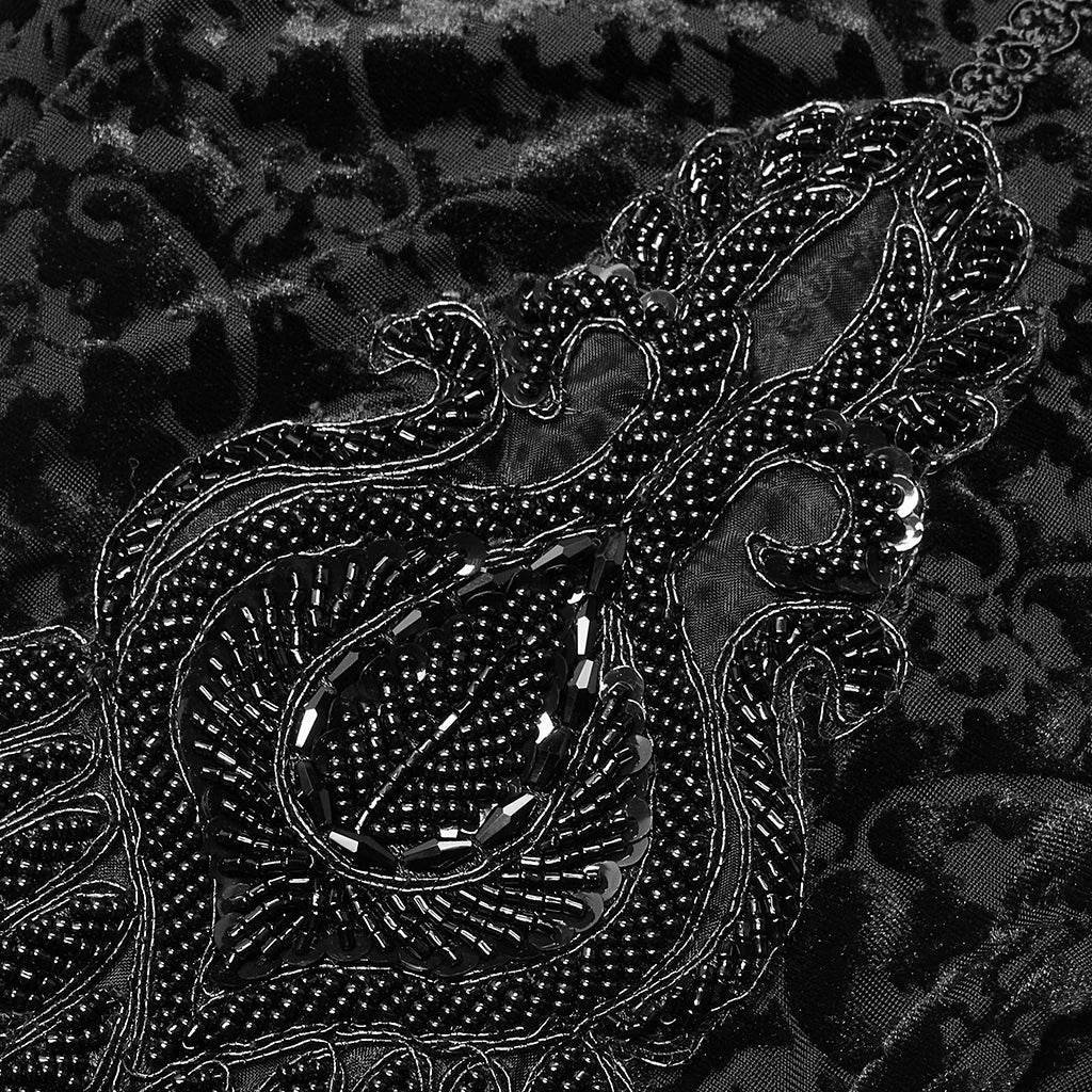 PUNK RAVE Women's Gothic Palace Retro Burn Out Flower Leggings Daily Wear Adjustable Elastic Band Skinny Delicate Pencil Pants