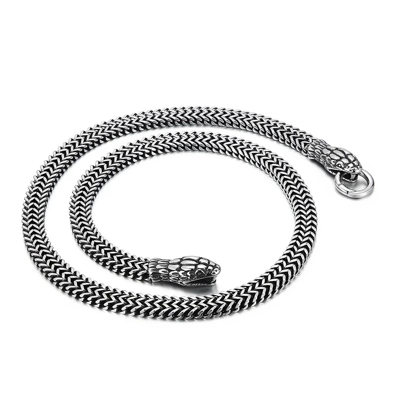 Kalen Domineering Snake Head Lock Necklaces Braided Chain Men High Quality Stainless Steel Jewelry Statement Necklace