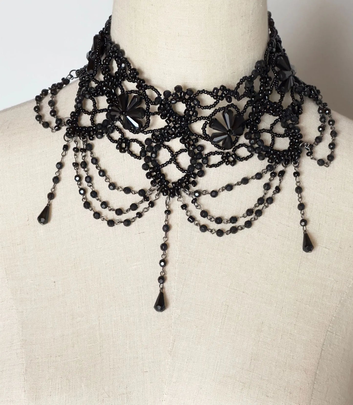 Gothic Victorian Handmade Necklace For Women Girls Boho Tassel Sexy Downton Abbey Choker Punk Dark Loli Style Halloween Jewelry