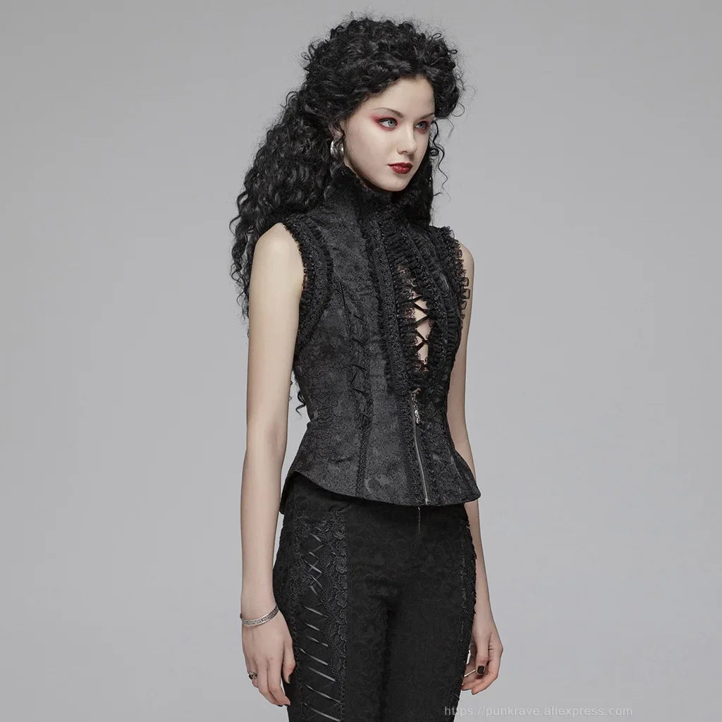 PUNK RAVE Women's Gothic Lolita Sexy Vest Steampunk Retro Party  Club Stage Performance Women Waistcoat Streetwear Coven Couture Collective