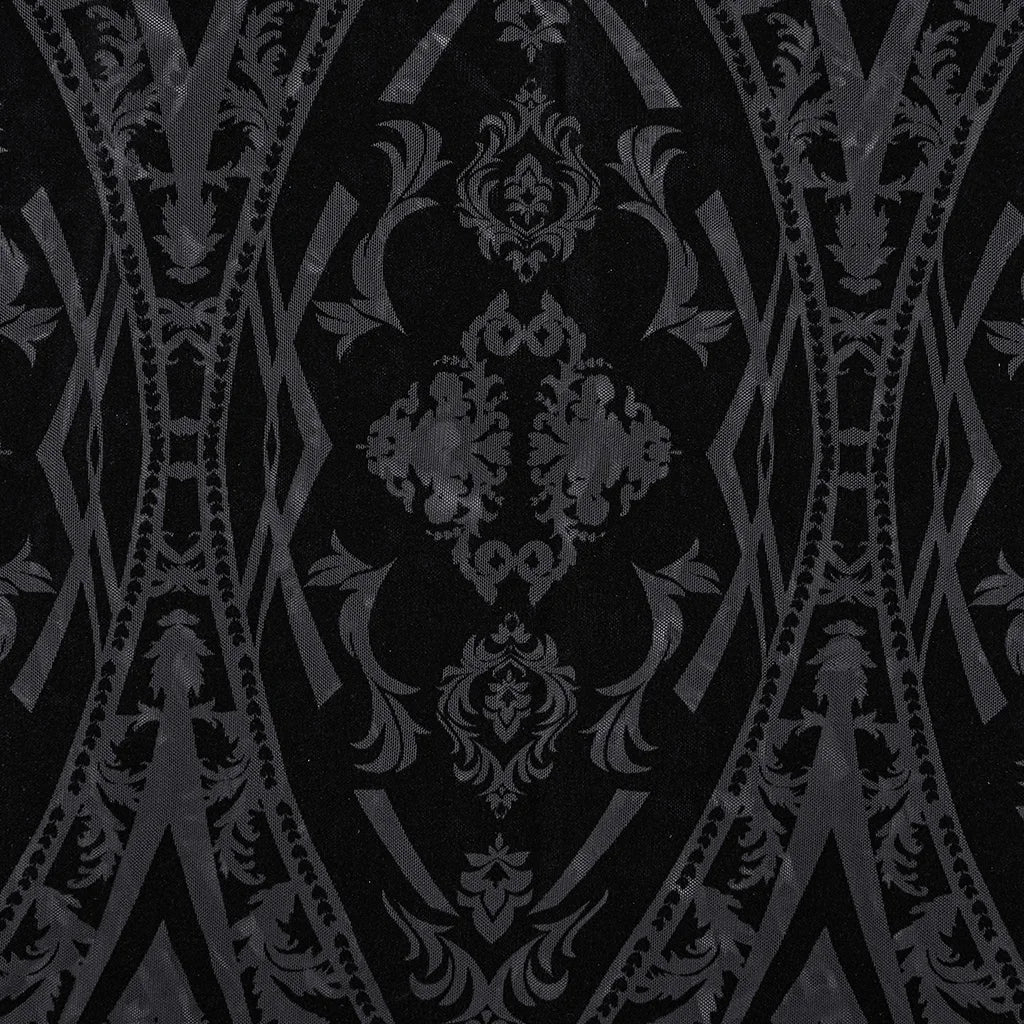 PUNK RAVE Women's Gothic Gorgeous Pattern Patterned Flocked Mesh Skirt Lace Vintage Black Long Skirts Women Clothing Coven Couture Collective