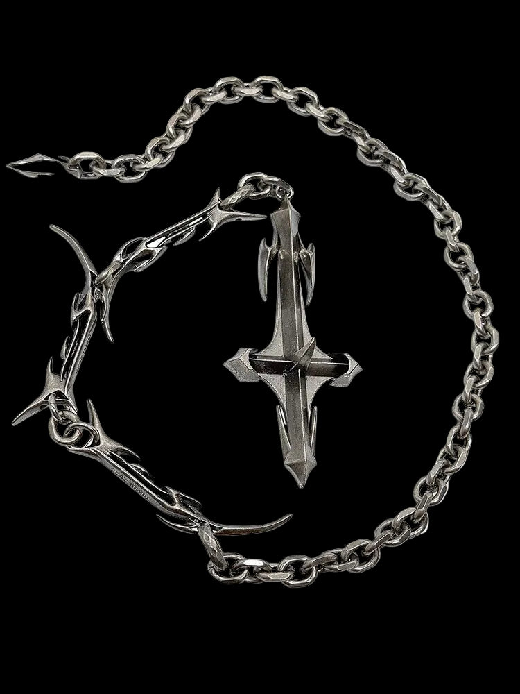 Gothic Cross Chain Jewellery Set for Women Men, Punk Statement Necklaces Rings Accessories, Edgy Party Jewellery Collection