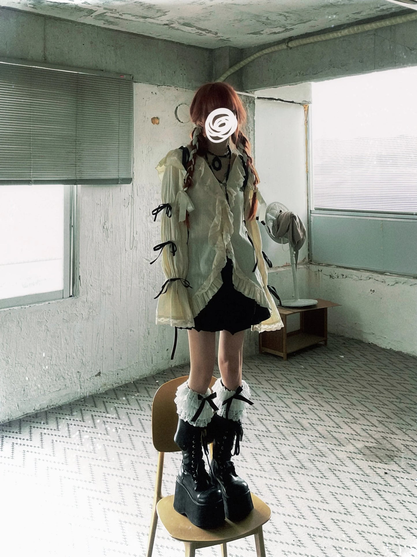 Karrram Y2k Aesthetics Lace Shirt Grunge Gothic Irregular Blouses Fairy Harajuku Bandage Shirt Vintage Lolita Clothes Mall Goth