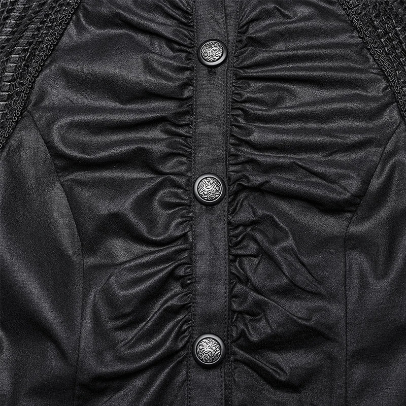 PUNK RAVE Women's Wasteland Punk Splicing Pure Color Knitted Decayed Coat Loose Long Trench Jaket Design Tops Two Colors