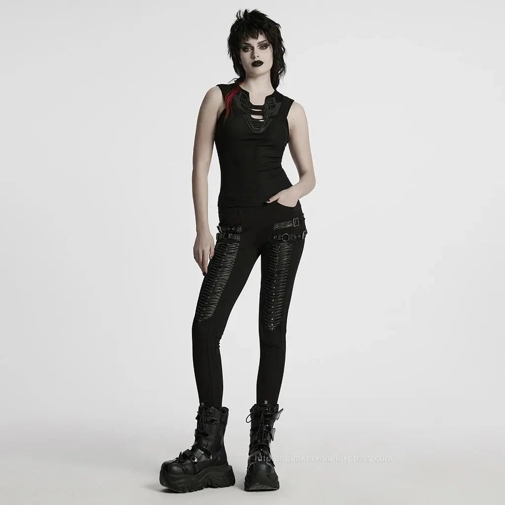 PUNK RAVE Women's Cyberpunk Triangle 3D Armor Patch Avant-garde Vest Future Sense Simple Sleeveless Cool Handsome Dark Tees Coven Couture Collective