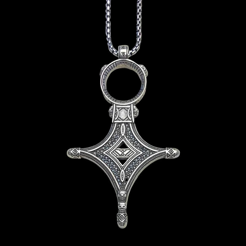 Ethno Cross Necklace 925 Sterling Silver Fine Jewellery for Men Women Traditional Rebel Strand with Zircon Coven Couture Collective