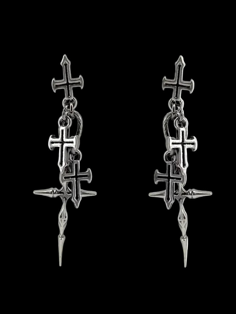 Gothic Cross Chain Jewellery Set for Women Men, Punk Statement Necklaces Rings Accessories, Edgy Party Jewellery Collection