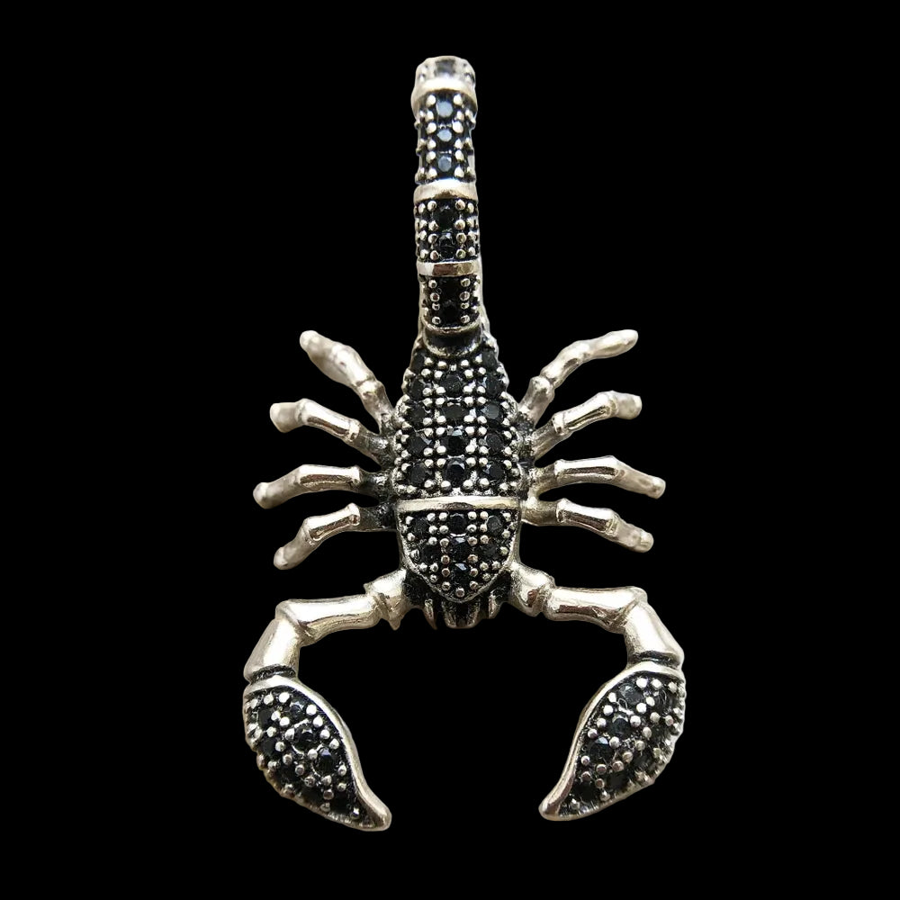 925 Sterling Silver Scorpion Pendant Jewellery for Women And Men Fashion Punk Style Black Zircon Accessory for Rebels