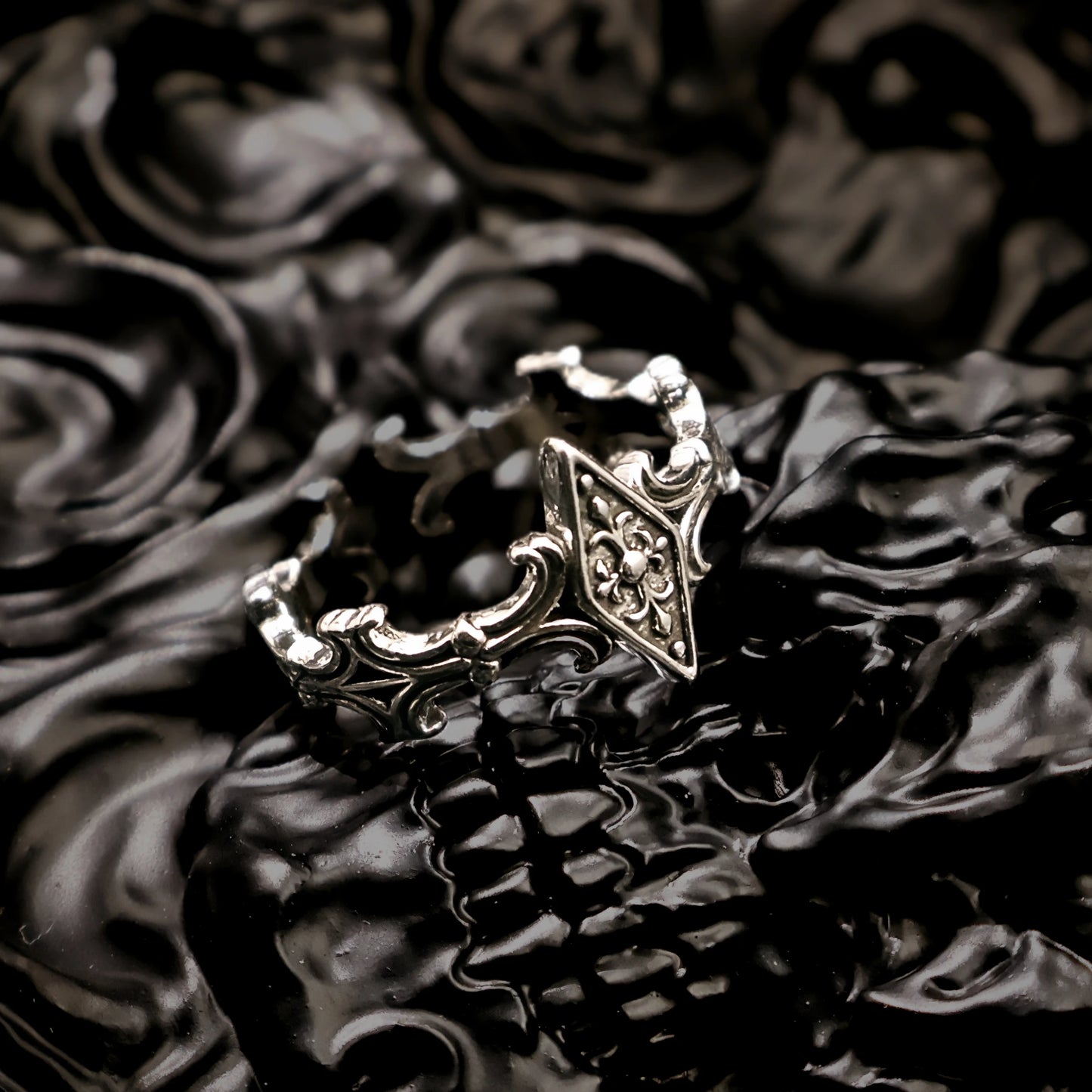 Retro Iris Cross Rhombus Adjustable Open Ring For Men Silver-plated Copper Gothic Punk Edgy Jewelry Unisex Accessories Cool Gift