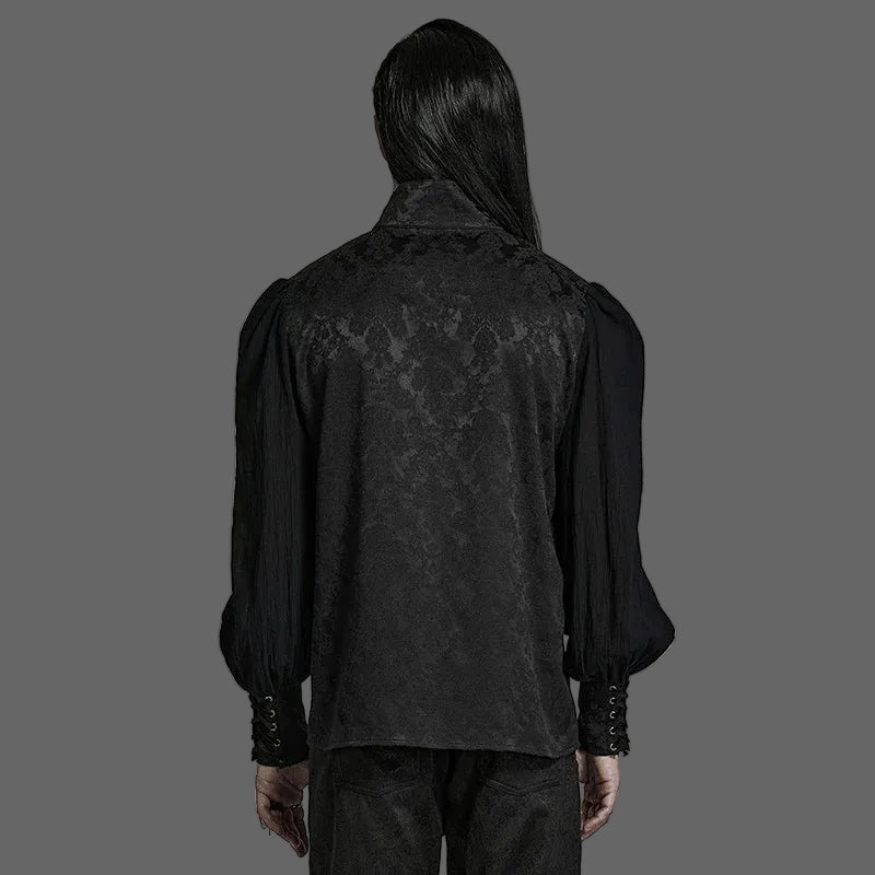 PUNK RAVE Men's Gothic Lantern Sleeve Stand Collar Shirt Symmetrically 3D Segmentation Jacquard Shirts for Men Spring/Autumn Coven Couture Collective