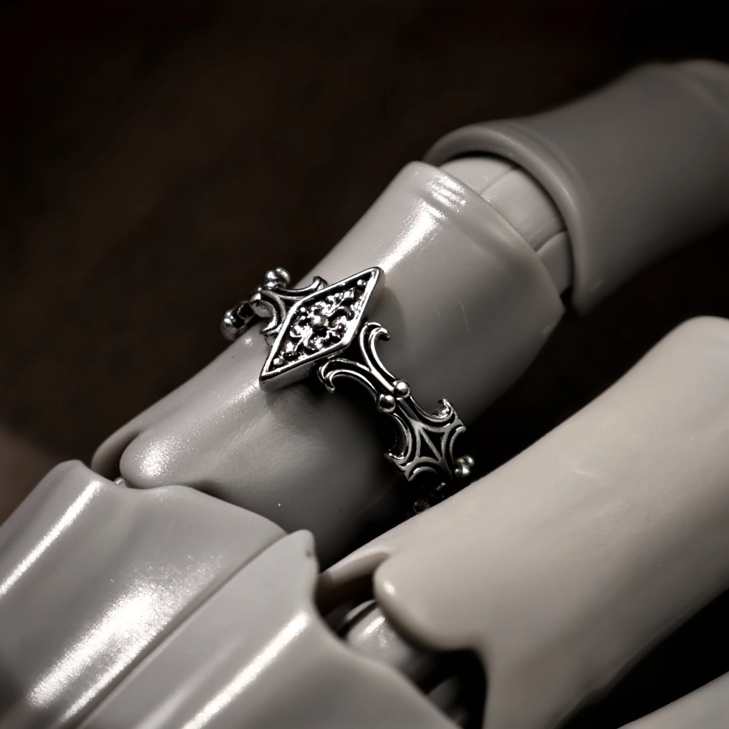 Retro Iris Cross Rhombus Adjustable Open Ring For Men Silver-plated Copper Gothic Punk Edgy Jewelry Unisex Accessories Cool Gift