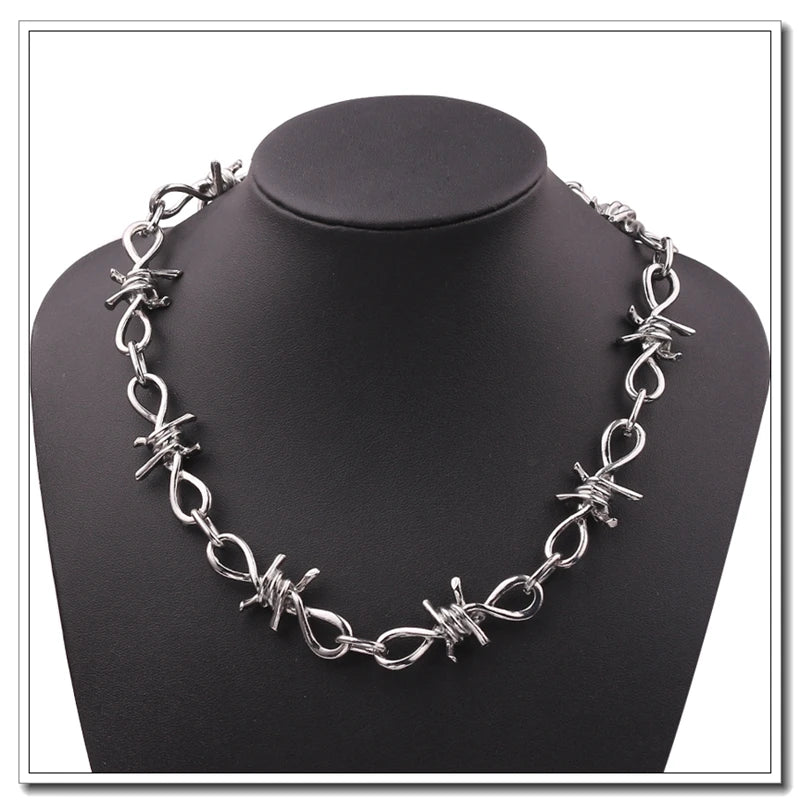 Wire Thorns Iron Unisex Necklaces Women Hip-hop Gothic Punk Style Barbed Wire Small Thorn Chain Collar Choker Jewelry Gift