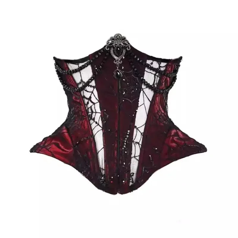 Vintage Gothic Dark Girl Velvet Fishbone Girdle Neck Sling Tanks Top High-waist Slim-fit Tail Skirt Ladies Cos Duchess Outfits