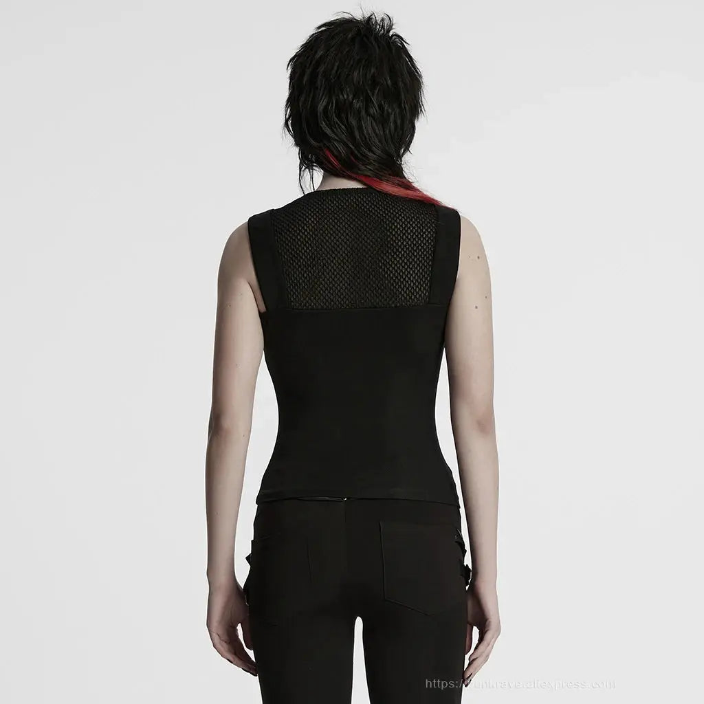 PUNK RAVE Women's Cyberpunk Triangle 3D Armor Patch Avant-garde Vest Future Sense Simple Sleeveless Cool Handsome Dark Tees Coven Couture Collective