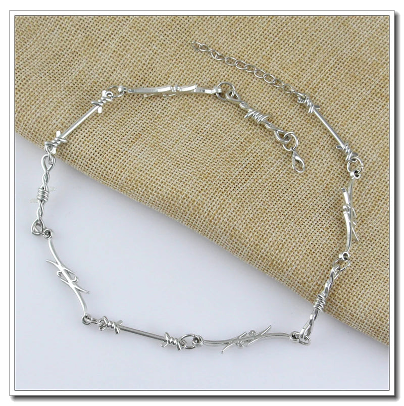 Wire Thorns Iron Unisex Necklaces Women Hip-hop Gothic Punk Style Barbed Wire Small Thorn Chain Collar Choker Jewelry Gift