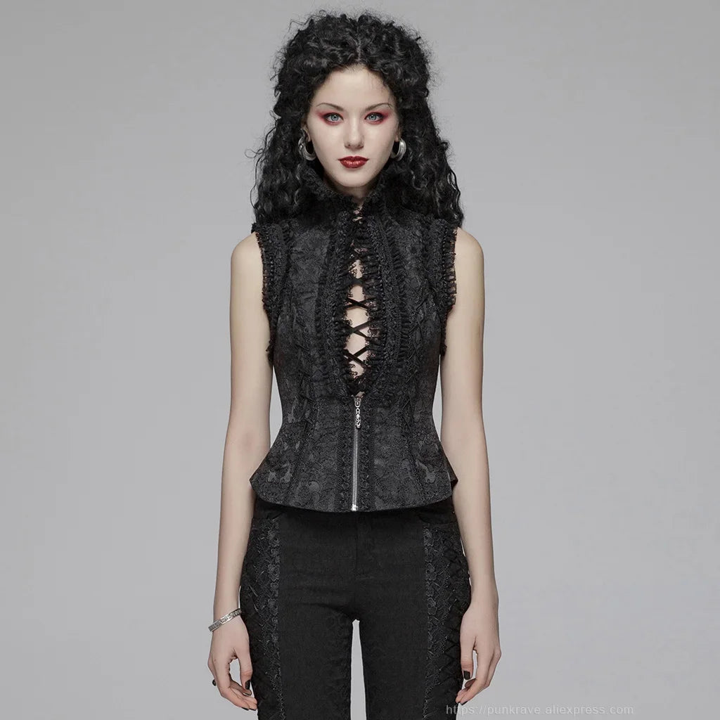 PUNK RAVE Women's Gothic Lolita Sexy Vest Steampunk Retro Party  Club Stage Performance Women Waistcoat Streetwear Coven Couture Collective