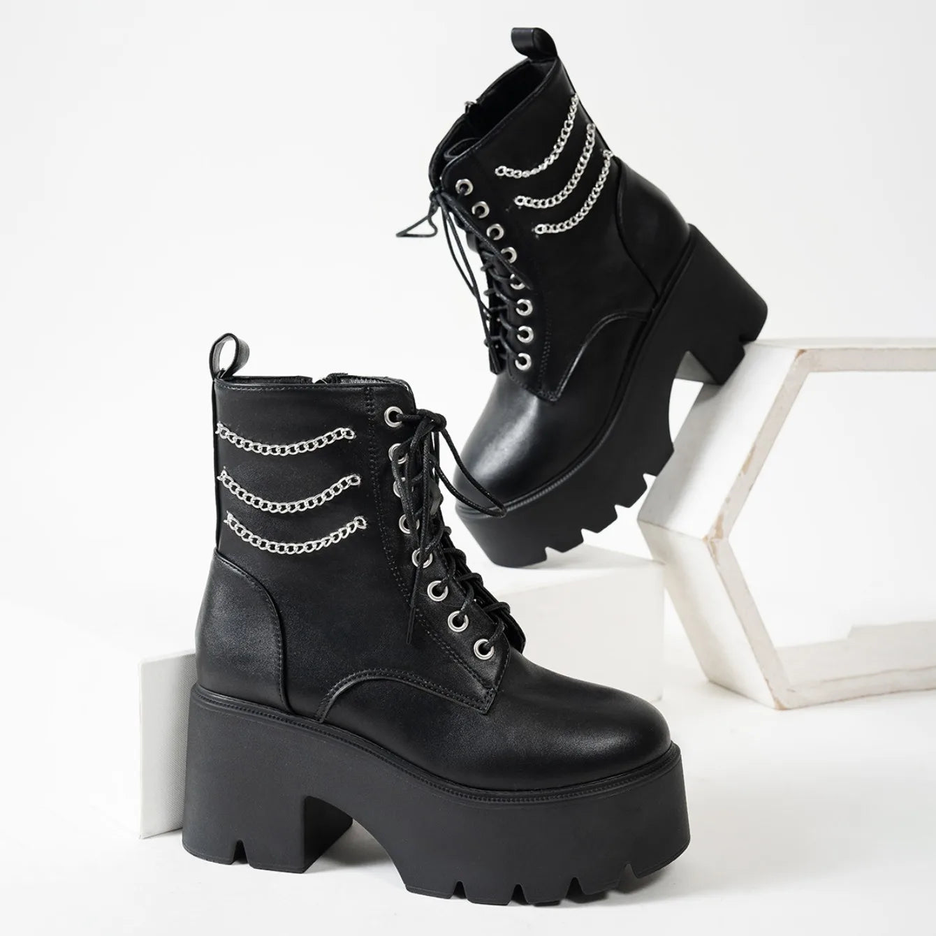 Punk Goth Women Motorcycle Boots Outdoor Platform High Heels Shoes Woman 2025 New Brand Luxury Fashion Designer Boots Women Coven Couture Collective