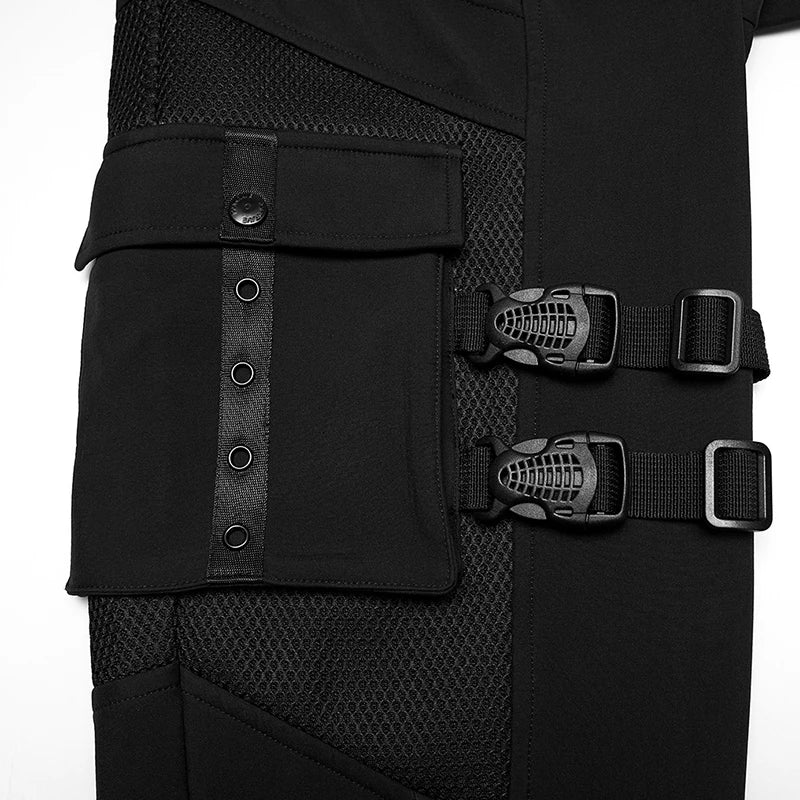 PUNK RAVE Men's Punk Waterproof Classic Cuffed Design Techwear Pants Thigh Side Pockets Handsome Casual Dark Trousers Jeans Coven Couture Collective